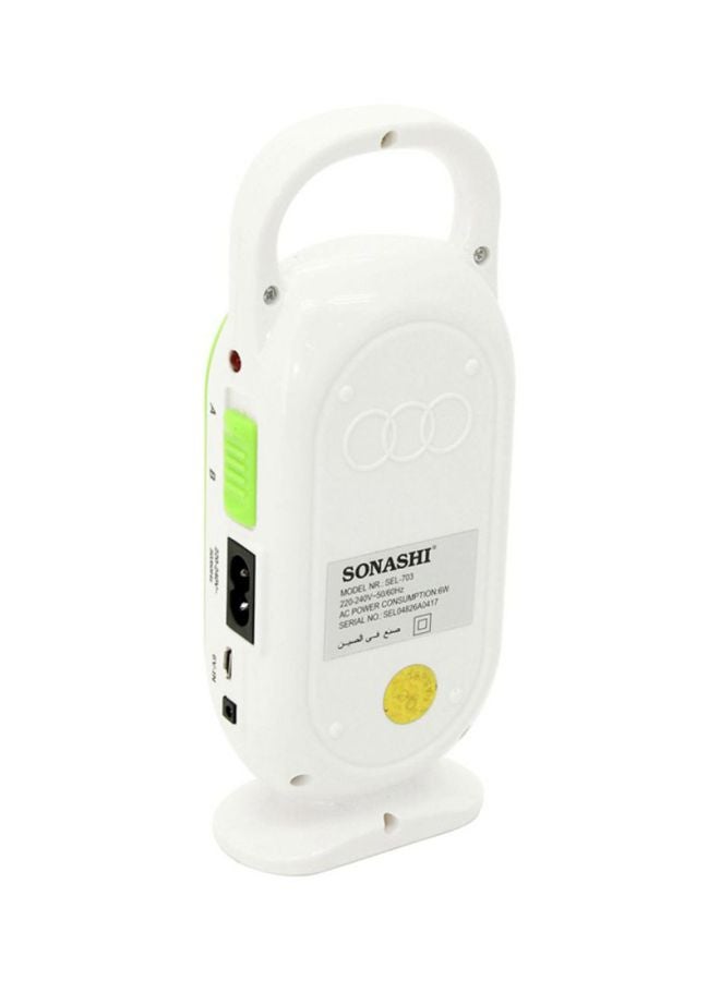 SONASHI Rechargeable Emergency Lantern with Bright LED Light  Buildin Battery  Charge Indicator with Continuous Working Time of 4 Hours  Travelfriendly with Handle  Perfect for Outings SEL-703 White/Green - Image 2