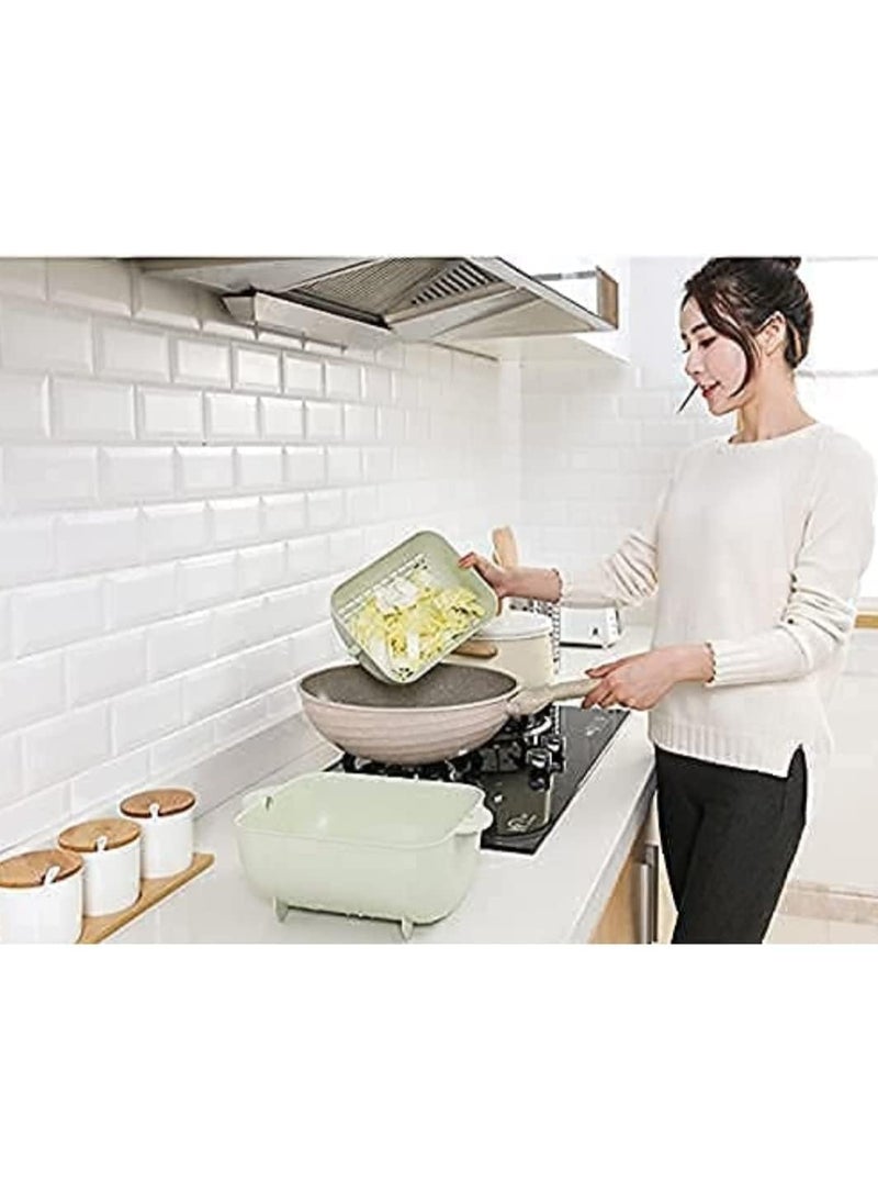 PURCHASE PLUSE PURCHASE PLUSE Plastic Washing Vegetables and Fruit Draining Basket Strainer Kitchen Food StrainerColander Double Layer Drain Baskets  - Image 4