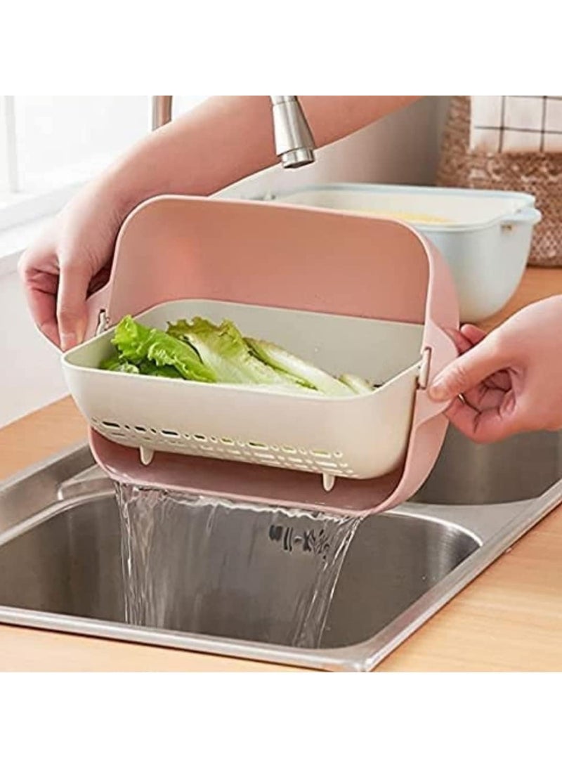 PURCHASE PLUSE PURCHASE PLUSE Plastic Washing Vegetables and Fruit Draining Basket Strainer Kitchen Food StrainerColander Double Layer Drain Baskets  - Image 5