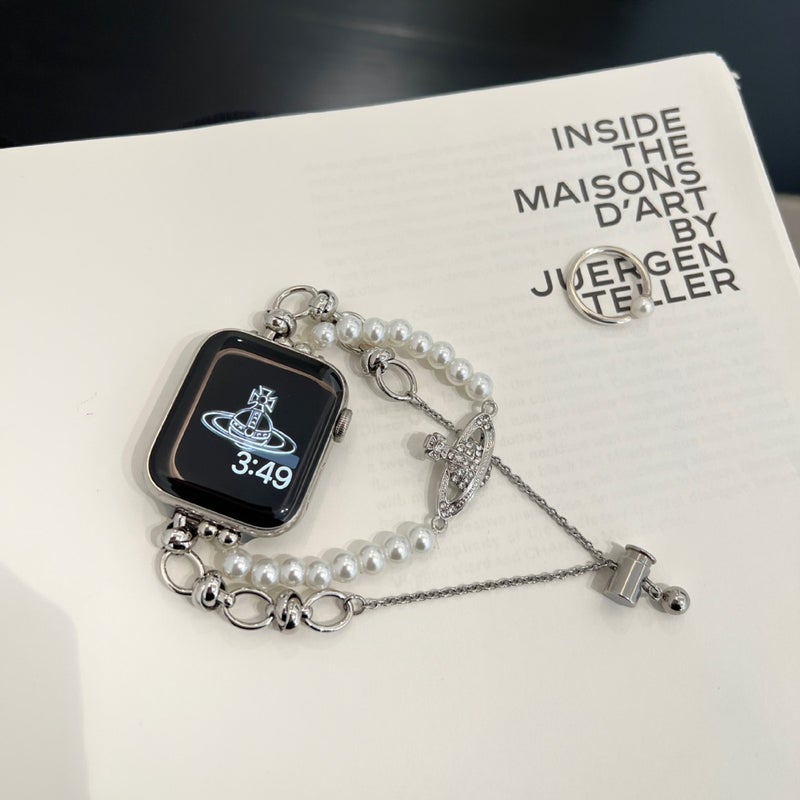 Saturn Pearl Bracelet Strap Suitable For Apple Iwatch987Se Watch Strap Huawei Gt5 Watch Chain Xiaomi - Image 5