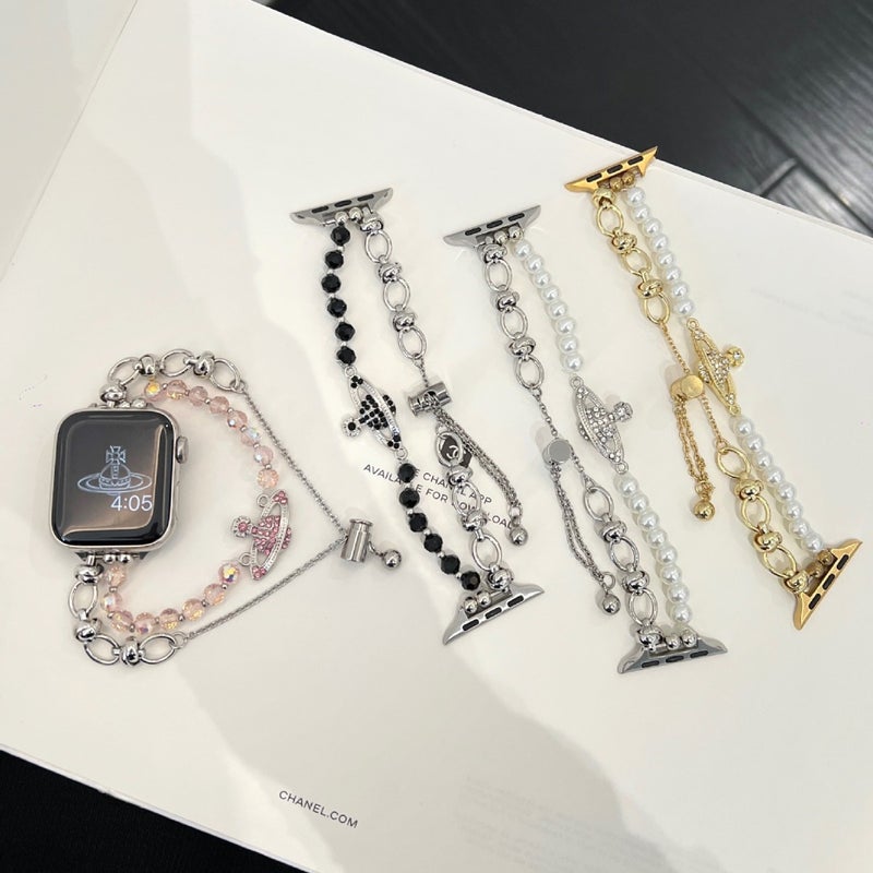 Saturn Pearl Bracelet Strap Suitable For Apple Iwatch987Se Watch Strap Huawei Gt5 Watch Chain Xiaomi - Image 3