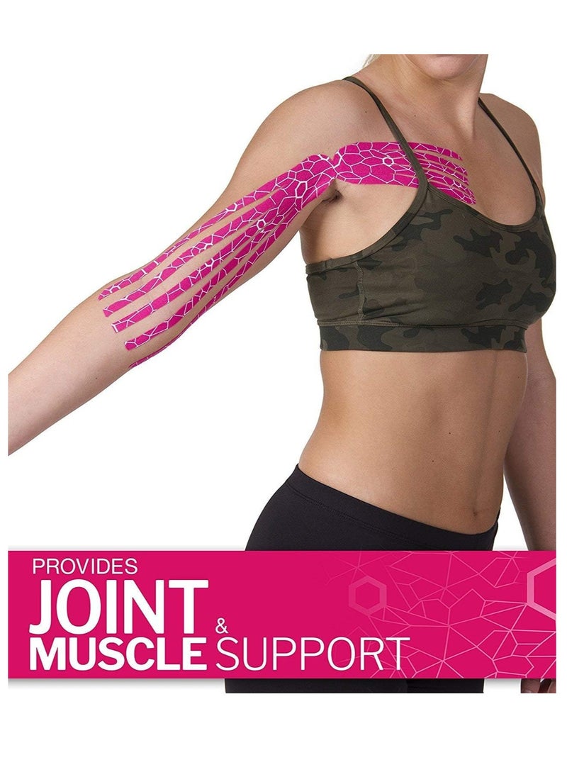 TheraBand - Kinesiology Tape Waterproof Physio Tape for Pain Relief Muscle and Joint Support, Standard Roll with Xact Stretch Application Indicators (Red) - Image 1