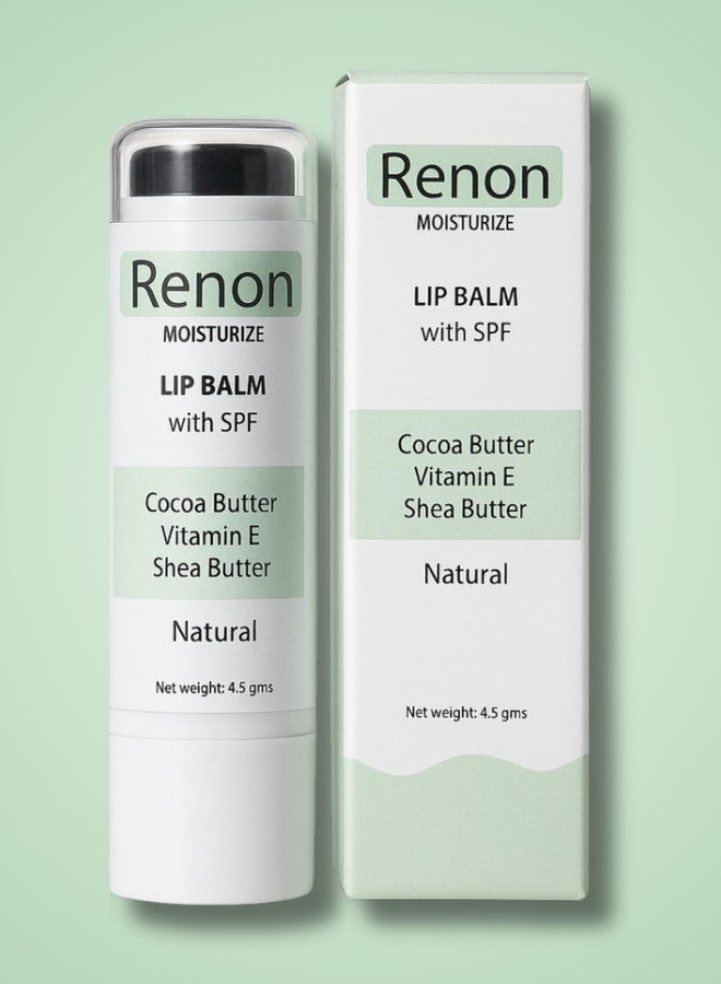 Renon SPF Lip Balm | Vitamin E | Shea Butter and Jojoba Oil | Castor Oil | Lip balm for dry lips | Lip balm men | Cocoa Butter | lip balm for women (4.5g) - Image 1