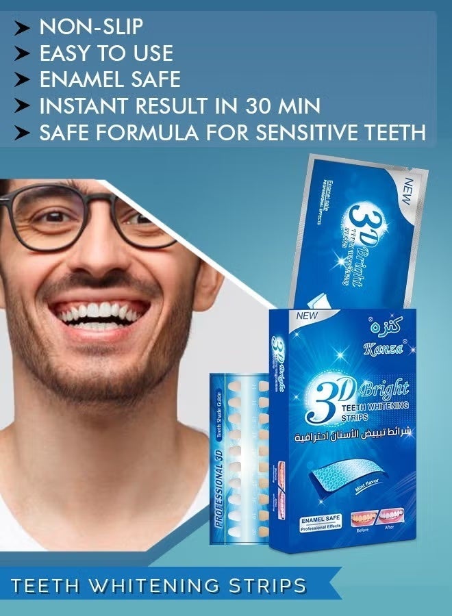 Kanza 3D Bright Teeth Whitening Strips Safe Formula 100% Genuine Branded PAP+ Teeth Whitening Strips 10 Treatments Professional Teeth Whitener for Teeth Enamel & Stains Removal | Unisex - Image 4