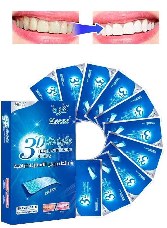 Kanza 3D Bright Teeth Whitening Strips Safe Formula 100% Genuine Branded PAP+ Teeth Whitening Strips 10 Treatments Professional Teeth Whitener for Teeth Enamel & Stains Removal | Unisex - Image 1