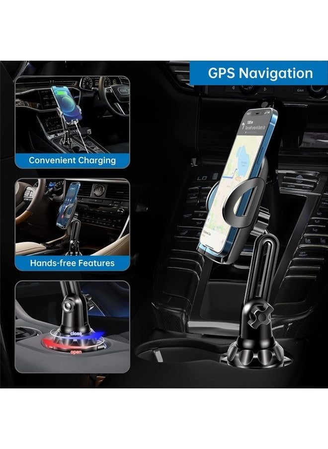 TOPGO - Car Cup Holder Phone Mount Adjustable Pole Car Cup Holder Smart Phone Cradle Car Mount for iPhone 11 Pro/XR/XS Max/X/8/7 Plus/6s/Samsung S10/Note 9/S8 Plus/S7 Edge (B). LUE, 11 inches - Image 1