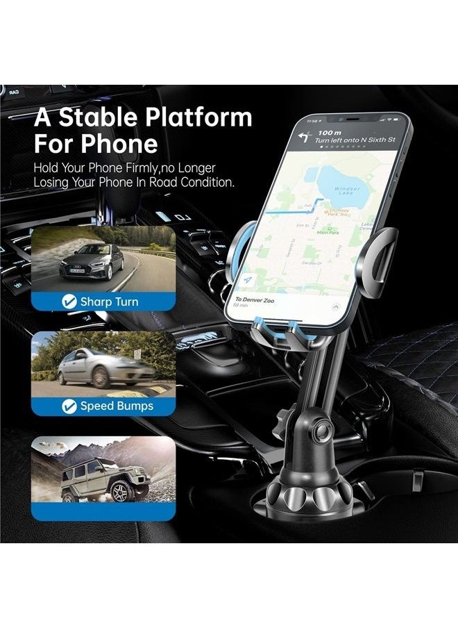 TOPGO - Car Cup Holder Phone Mount Adjustable Pole Car Cup Holder Smart Phone Cradle Car Mount for iPhone 11 Pro/XR/XS Max/X/8/7 Plus/6s/Samsung S10/Note 9/S8 Plus/S7 Edge (B). LUE, 11 inches - Image 1