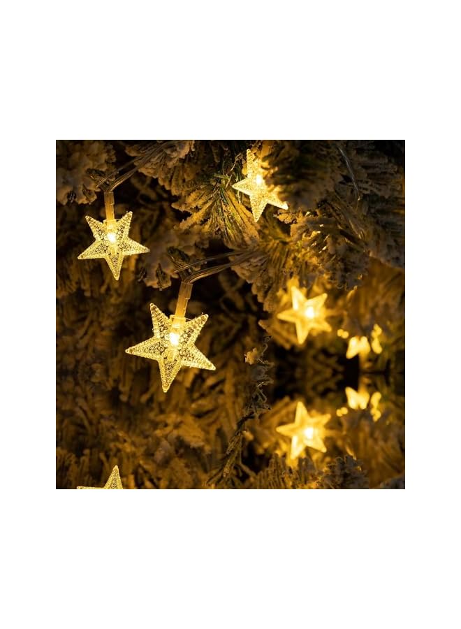 The Bros أضواء خيطية سحرية على شكل نجوم 80LED بطارية تعمل 10م مقاومة للماء مع جهاز تحكم عن بعد للمنزل، الحفلات، الزينة (أبيض دافئ) - Image 5