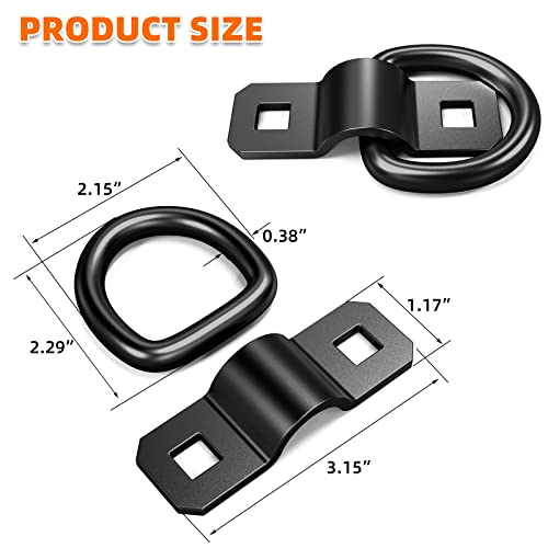 ForoGore 6 PCS 3/8" Heavy Duty D Rings Tie Down Anchors for Trailer Truck Cargo D-Rings Durable Black Tie Downs Ring 6000 Pound Breaking Strength - Image 3