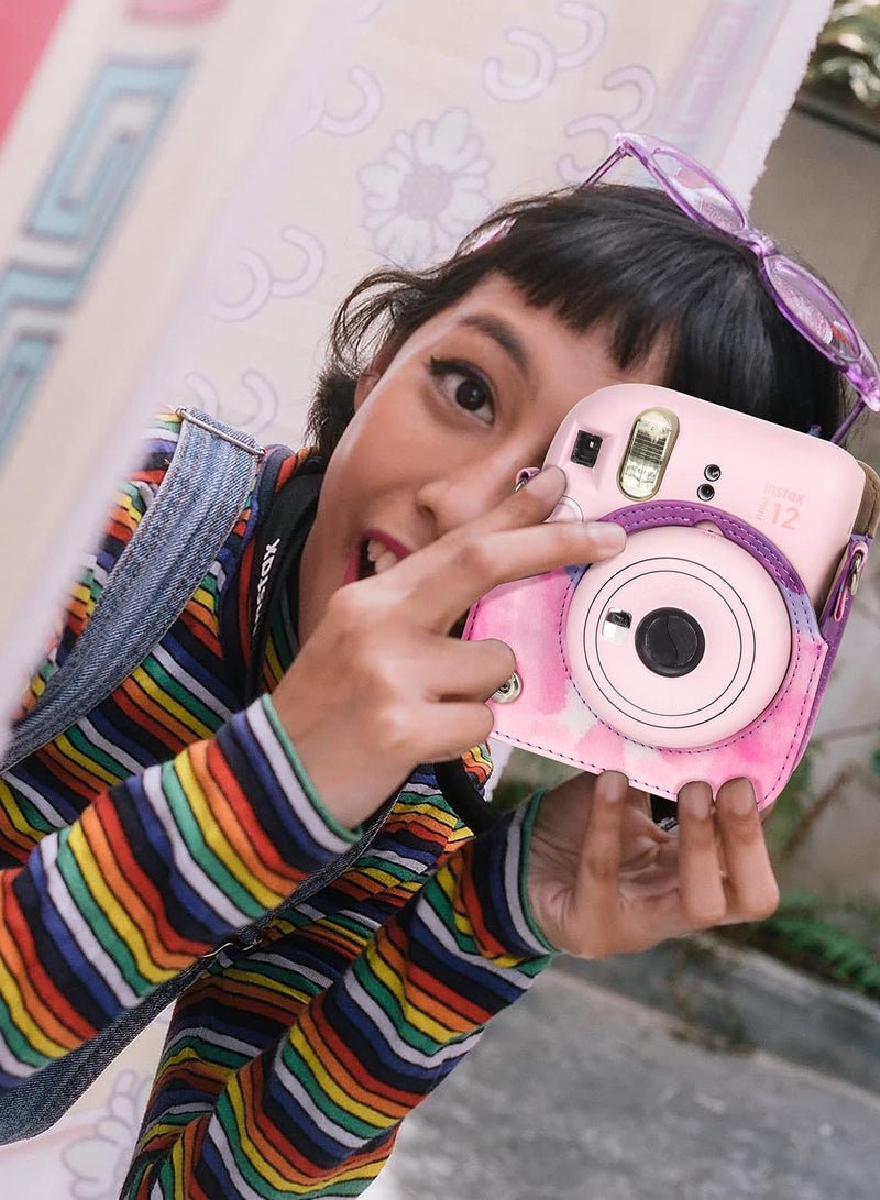 SOLARAE Case for Fujifilm Instax Mini 12 Camera Protective PU Leather Bag Cover with Adjustable Shoulder Strap and Mini Photo Album 64 Pockets - Image 5