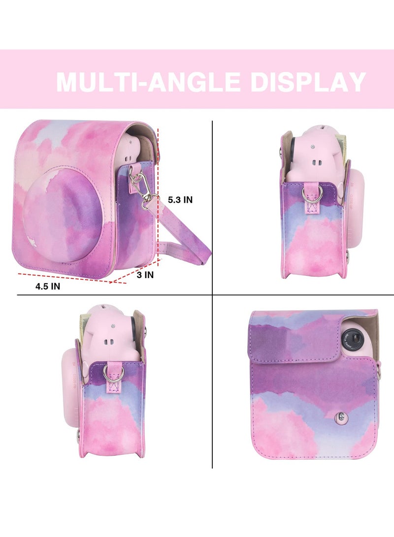 SOLARAE Case for Fujifilm Instax Mini 12 Camera Protective PU Leather Bag Cover with Adjustable Shoulder Strap and Mini Photo Album 64 Pockets - Image 3