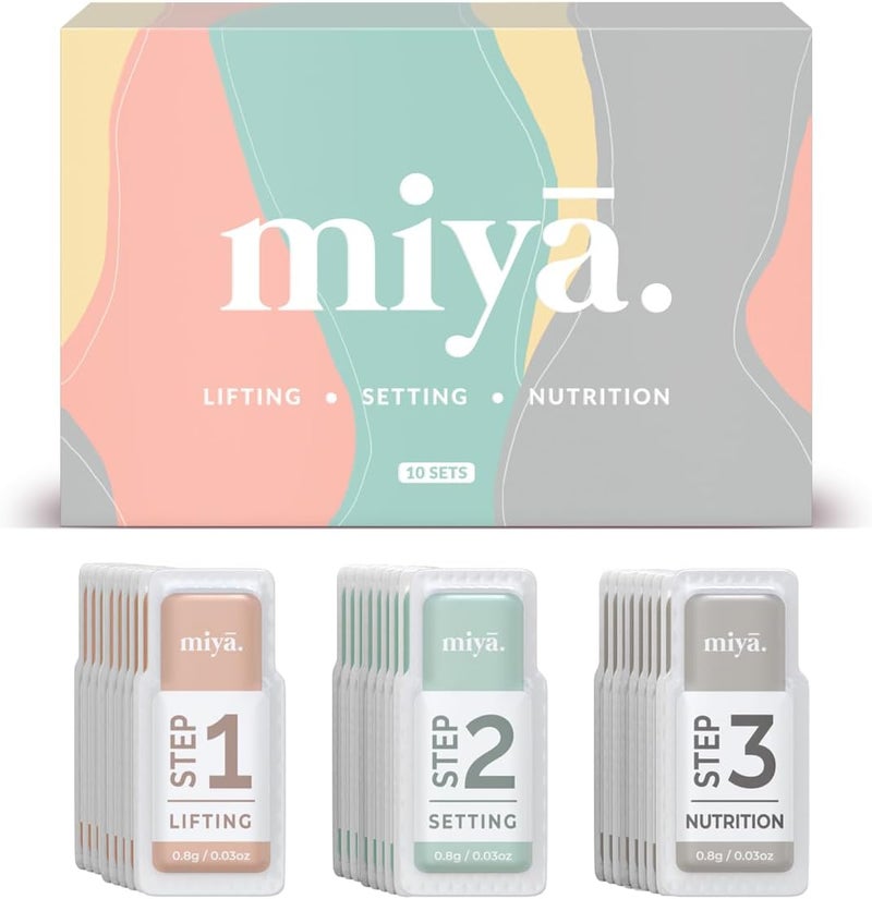 MIYA LASH 2 in 1 Lash Lift Brow Lamination Lotion Set Sachet Refill for Lash Lift Kit Eyebrow Perm Fast Acting 3Step Lifting Setting Lotions with Nutrition Serums 10 Treatments Salon Use