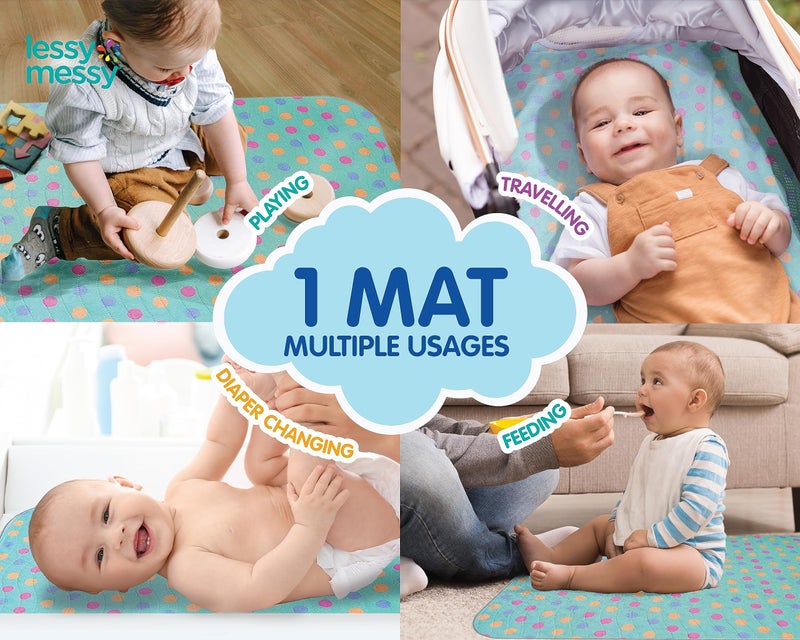 Lessy Messy Waterproof Baby Diaper Changing Mat (Polka Dots) - Image 5