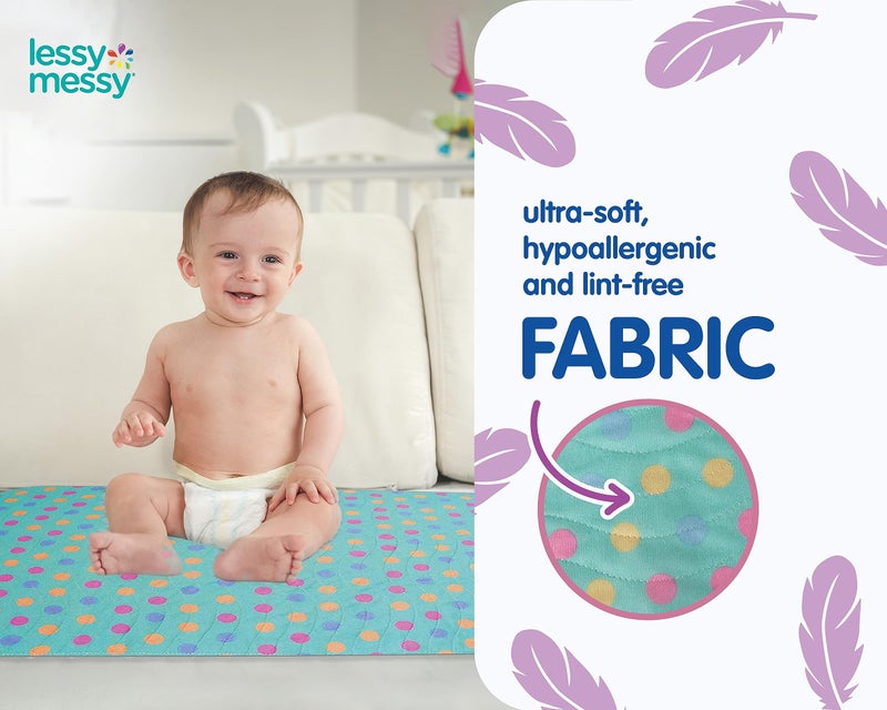 Lessy Messy Waterproof Baby Diaper Changing Mat (Polka Dots) - Image 3