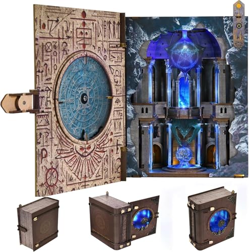 CCCDF Book Nook Kit DIY Miniature Dollhouse Magic Booknook Kit 3D Wooden Puzzle Bookend Bookshelf with LED Light for Adults Teens Circle of Magic - Image 1