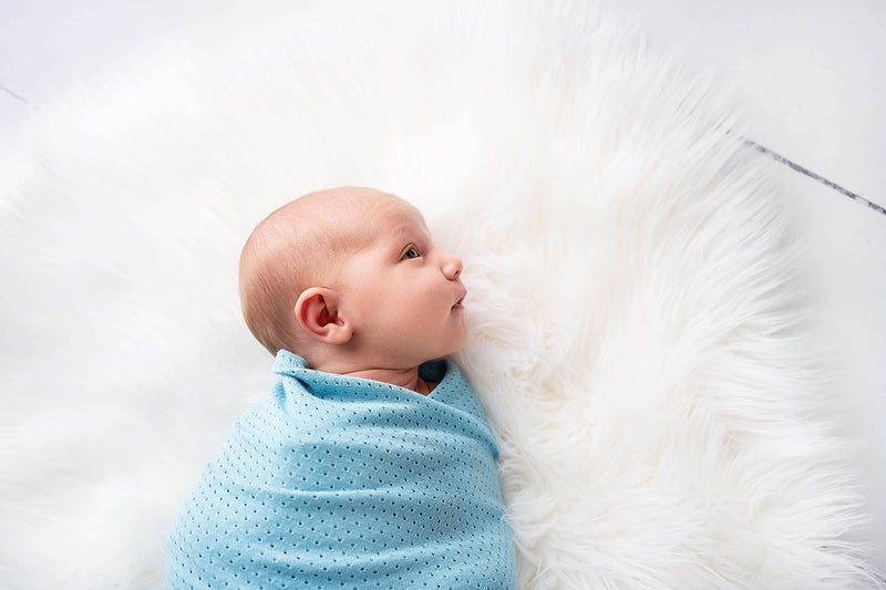 Woombie Organic Baby Swaddling Blanket, Lightweight Swaddle, Receiving Blanket, Sporty Blue, 44 x 44 in. - Image 5