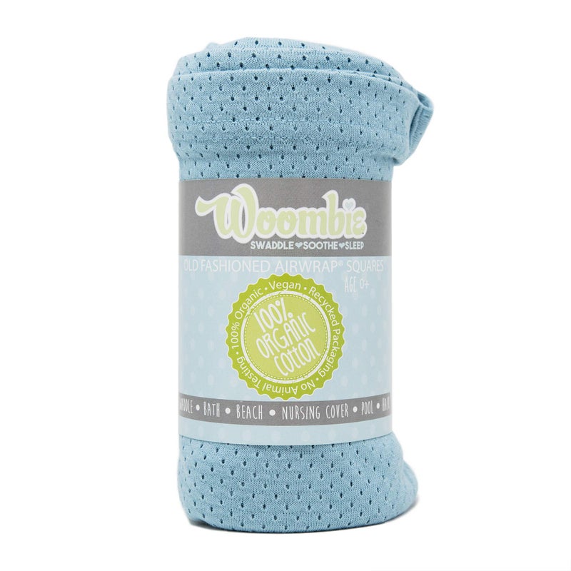 Woombie Organic Baby Swaddling Blanket, Lightweight Swaddle, Receiving Blanket, Sporty Blue, 44 x 44 in. - Image 1