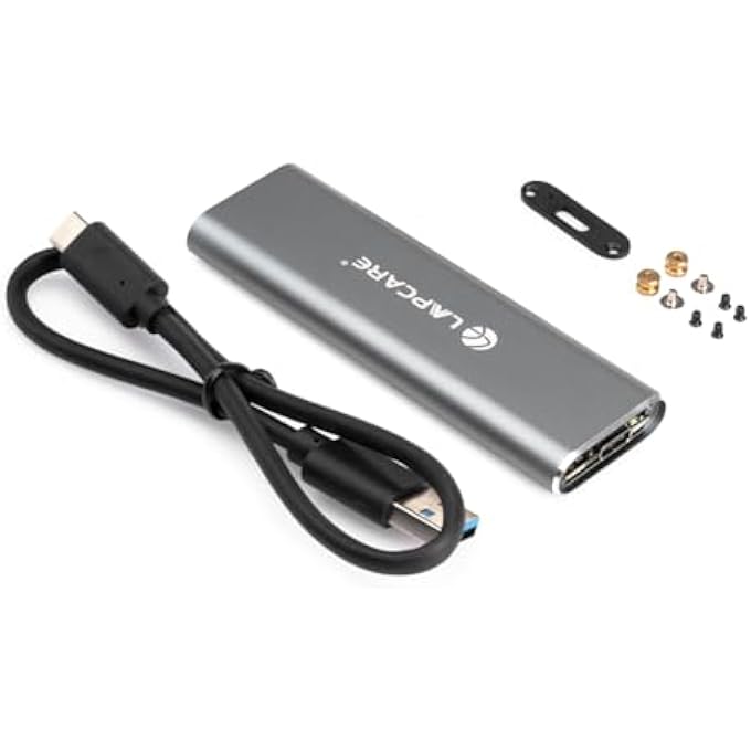 Lapcare حاوية SSD NVME M.2 مع USB 3.1 جين 2 نوع-C، سرعة 10 جيجابت في الثانية، تصميم نحيف، تبديد حراري، تدعم PCIe M.2 SSD (2230/2242/2260/2280) حتى 2 تيرابايت للكمبيوتر، ماك، لينوكس، PS4 - Image 1