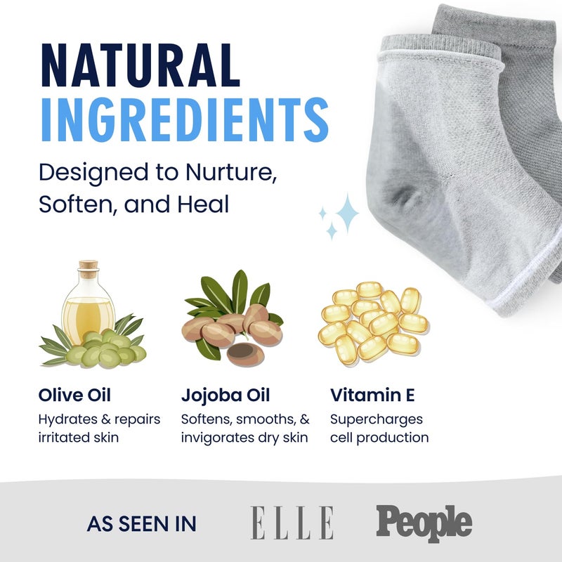 Dr. Frederick's Original Moisturizing Heel Socks for Dry Cracked Heels Treatment - Infused with Olive Oil, Jojoba Oil and Vitamin E - 2 Pairs - Stocking Stuffers for Adults - Original Formula - Image 5