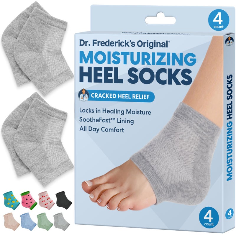 Dr. Frederick's Original Moisturizing Heel Socks for Dry Cracked Heels Treatment - Infused with Olive Oil, Jojoba Oil and Vitamin E - 2 Pairs - Stocking Stuffers for Adults - Original Formula - Image 1