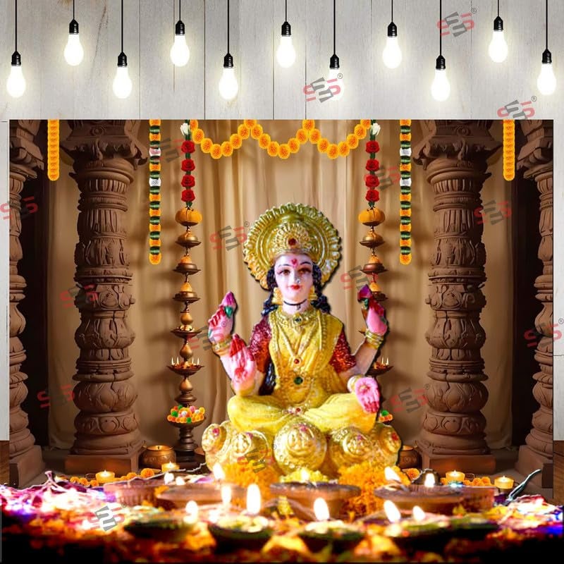 S2S 4 Piller Backdrop Cloth for Pooja Decoration Traditional, Background Decoration Cloth | Curtain Cloth for All Festival, Functions & Ceremonies - (5 x 8 Feet) (4 Piller) - Image 4