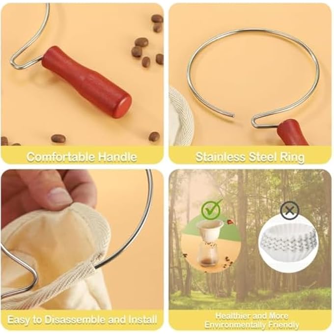 أكس سبرينج فلتر قهوة من القماش الفاخر مع مقبض خشبي مريح مناسب لآلات صنع القهوة المختلفة ضروري لمحبي القهوة وصانعي القهوة - Image 4