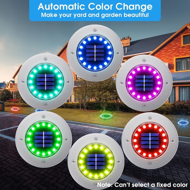 NFESOLAR 16 Pack Solar Lights Outdoor, 16 LEDs Multi-Color Solar Ground Lights Waterproof Landscape Light for Pathway Garden Walkway Driveway Yard Decorations - Image 4