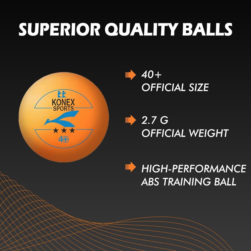 KONEX 40+ Plastic Table Tennis Balls Pack of 6 | High Performance 3-Star ABS TT Balls for Professional Matches and Training | Ideal for Adults & Kids (Orange) - Image 3