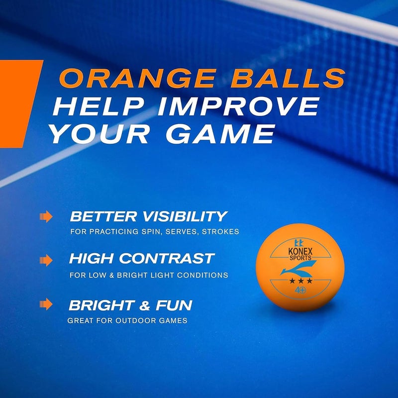 KONEX 40+ Plastic Table Tennis Balls Pack of 6 | High Performance 3-Star ABS TT Balls for Professional Matches and Training | Ideal for Adults & Kids (Orange) - Image 5