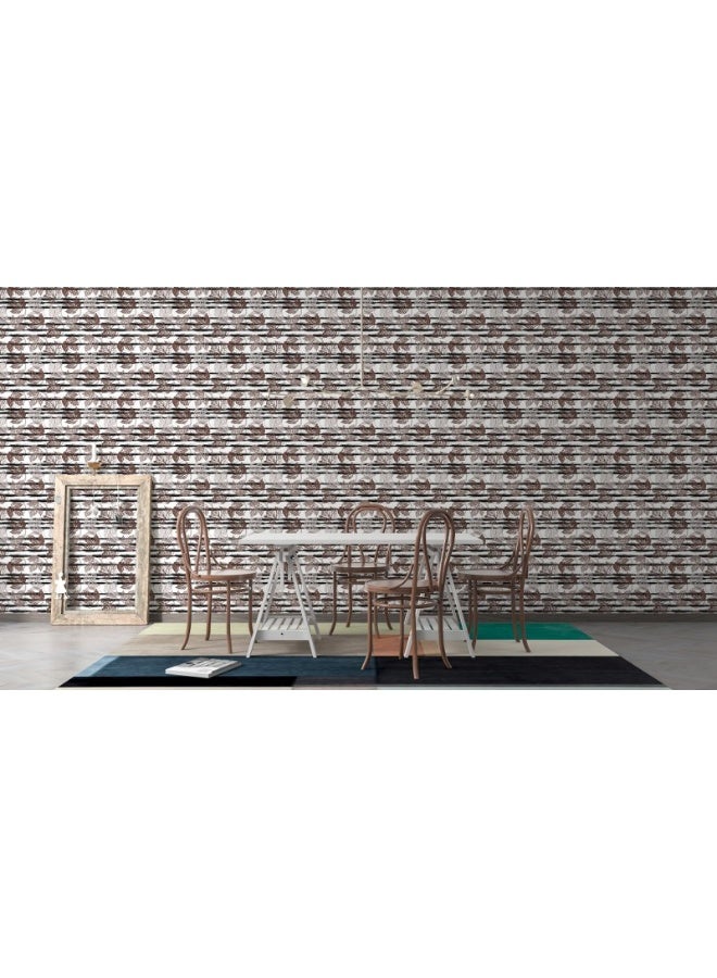 Home Gallery Grey And Brown Leaves Abstract  Fabric Wallpaper Covers An Area ​​Up To 4.2Mx3M With Adhesive  And Smoothing Tool - Image 4