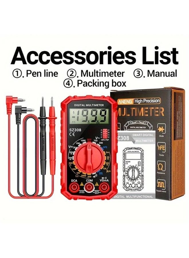 Black Digital Multimeter AC DC Voltage Current Tester Backlit LCD - Image 2