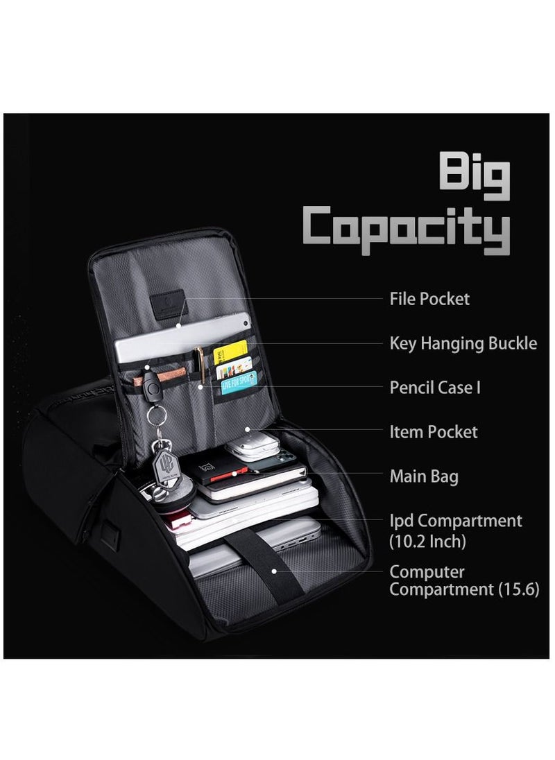 حقيبة ظهر للكمبيوتر المحمول مزودة بجيبين جانبيين للزجاجة وجيوب متعددة الوظائف مقاومة للماء للرجال والنساء B00428 باللون الأسود - pzsku/Z0789FB2665EDC725F32EZ/45/_/1688460395/01099d31-b58c-4b24-98c1-324bc37866ce