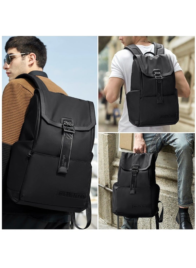 ARCTIC HUNTER Stylish Backpack Water Repellant Anti-Theft Laptop Shoulder Bag with Built in USB/Earphone Port Premium Travel College Daypack, B00428, Black - Image 3