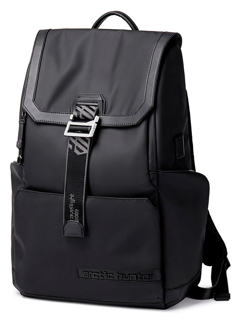 ARCTIC HUNTER Stylish Backpack Water Repellant Anti-Theft Laptop Shoulder Bag with Built in USB/Earphone Port Premium Travel College Daypack, B00428, Black - Image 1