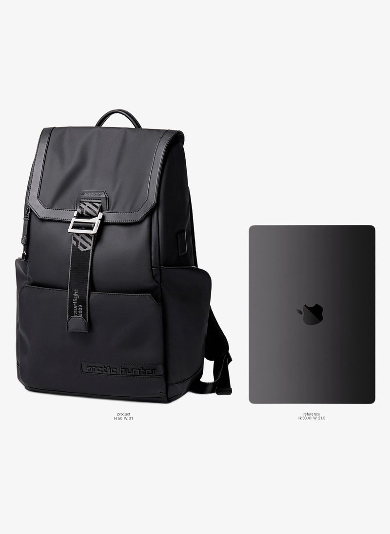 ARCTIC HUNTER Stylish Backpack Water Repellant Anti-Theft Laptop Shoulder Bag with Built in USB/Earphone Port Premium Travel College Daypack, B00428, Black - Image 2