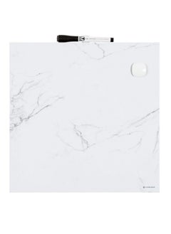 U Brands Magnetic Square Marble Print Dry Erase Board, 14"X14", Frameless, Includes Magnet And Marker  - Image 1