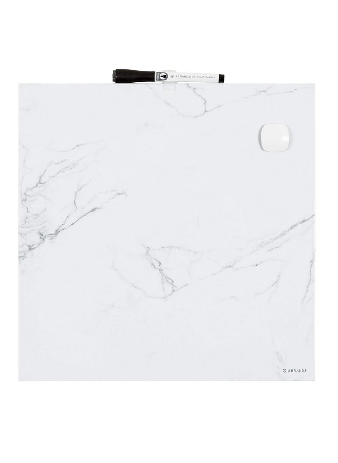 U Brands Magnetic Square Marble Print Dry Erase Board, 14"X14", Frameless, Includes Magnet And Marker  - Image 1