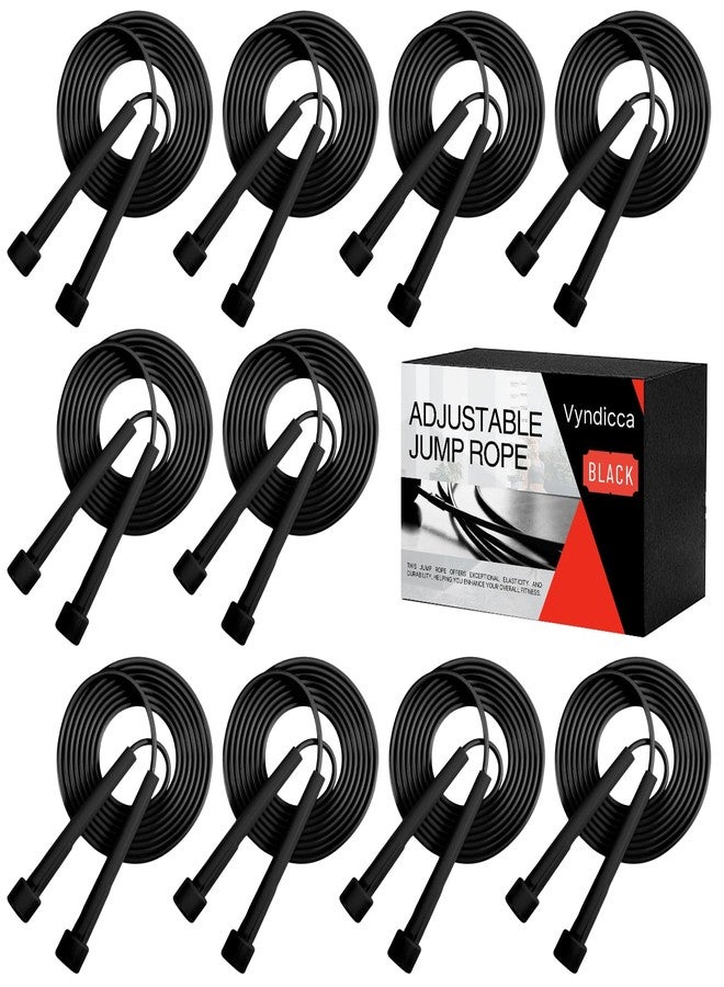 Vyndicca 10 Pack Jump Ropes for Kids, PVC Skipping Rope with Plastic Handles, Adjustable Jumping Ropes for Fitness Exercise, Lightweight Speed Rope for Women Men Training Racing, Black - Image 1
