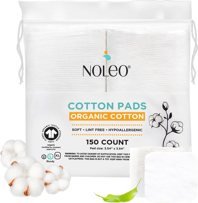 NOLEO Cotton Rounds & Pads (150 Count (Pack of 1), Large & Pressed) - Image 1