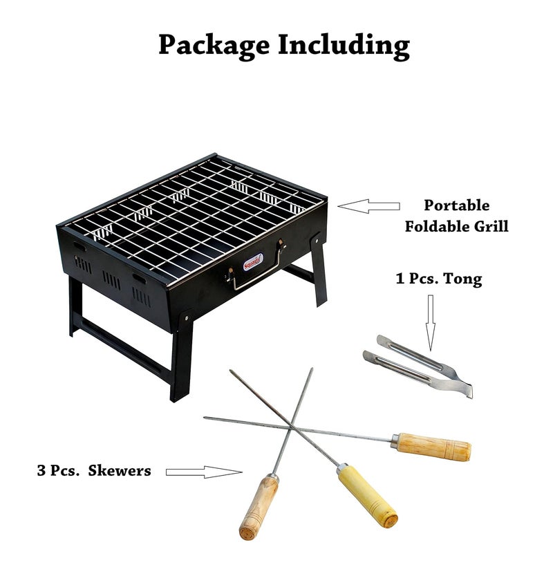 إسكدنيا مجموعة شواية فحم قابلة للطي SQUARO المحمولة للشواء مع دجاج تندوري وباباد وخضار للشواء للأدوات المنزلية للشواء في الهواء الطلق للتخييم والمشي والنزهات وحفلات الشواء مجموعة من 1 - Image 3