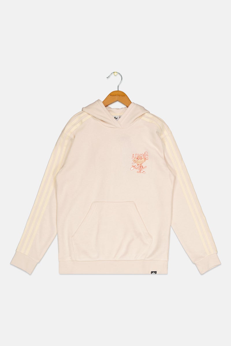adidas Originals Kids Boy Sportswear Fit Long Sleeve Outdoor Hoodie, Beige  - Image 1