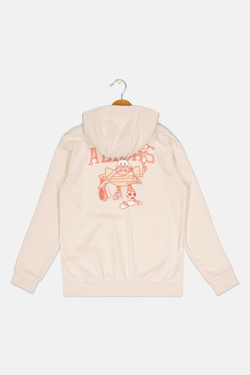 adidas Originals Kids Boy Sportswear Fit Long Sleeve Outdoor Hoodie, Beige  - Image 2