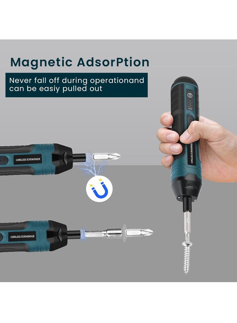 105 pcs Cordless Electric Screwdriver Set With LED 4 Switch Torques 37 Bits  Storage Case 1300mAh Rechargeable Battery Portable Utility Tool For Repairing Woodwork DIY Projects And More  - Image 4