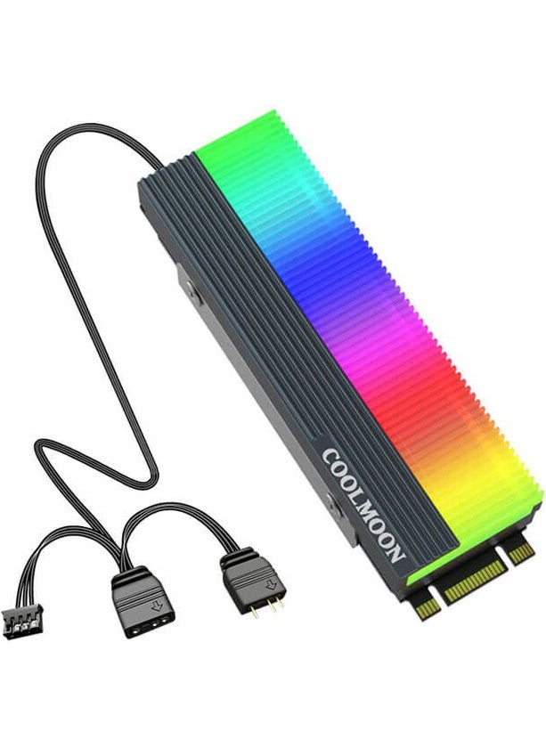 Cool Moon RGB M.2 SSD Cooler Nvme Ngff 2280 Radiator Heat Argb Mining Case LED Light Riser  - Image 2