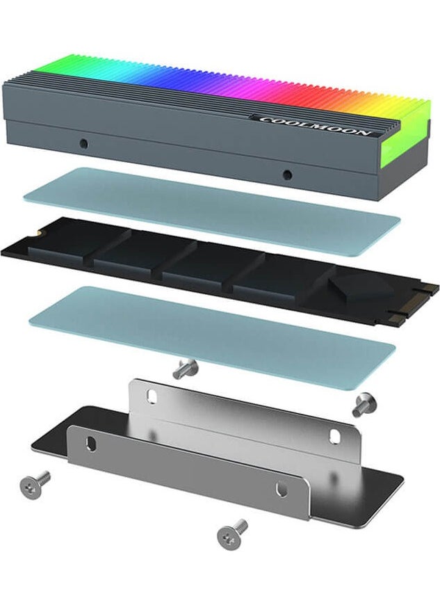 Cool Moon RGB M.2 SSD Cooler Nvme Ngff 2280 Radiator Heat Argb Mining Case LED Light Riser  - Image 4