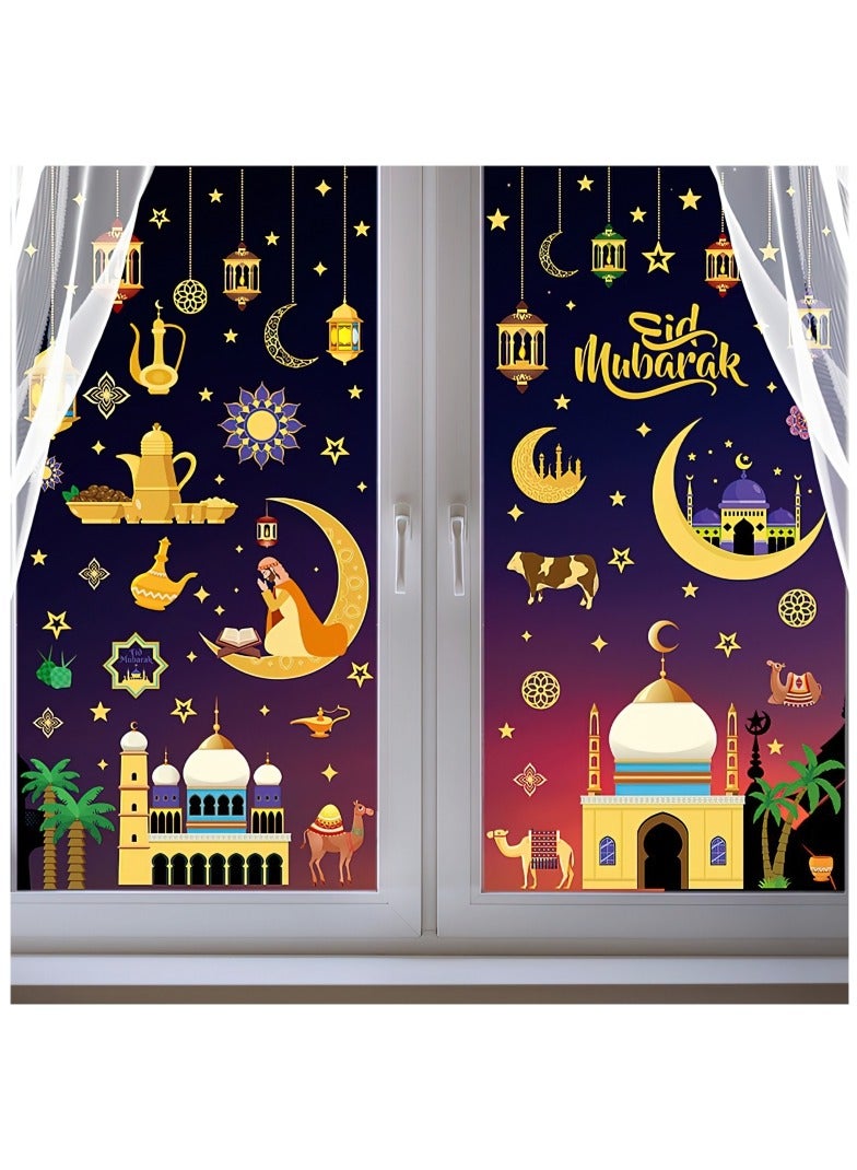 Goldfish Static Window Sticker Stars Moon Glass Background Decorative Sticker - Image 1