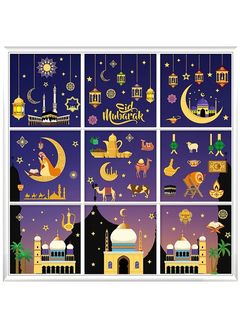 Goldfish Static Window Sticker Stars Moon Glass Background Decorative Sticker - Image 2