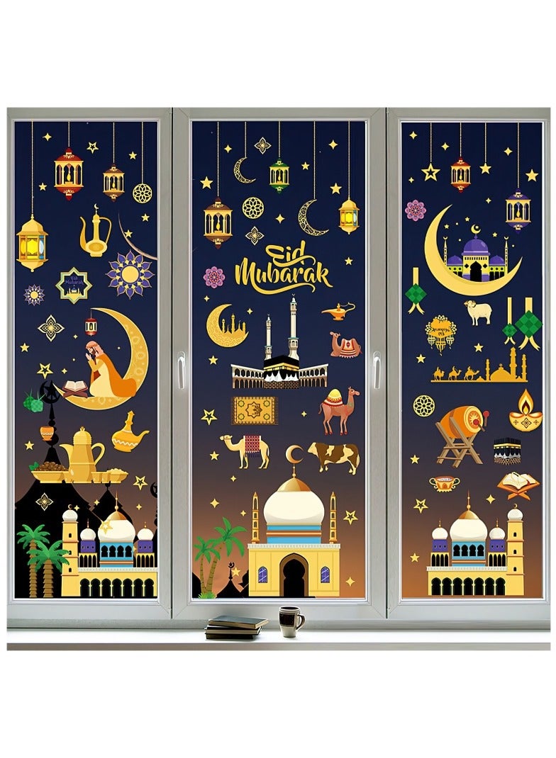 Goldfish Static Window Sticker Stars Moon Glass Background Decorative Sticker - Image 3