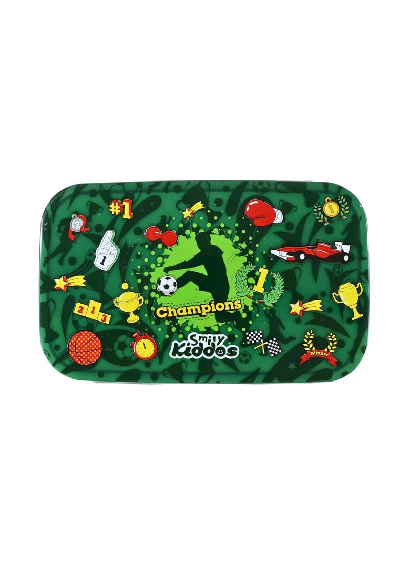 SMILY KIDDOS Smily Kiddos Kids Stainless Steel Insulated Lunch Pack for School Use Sports Theme Green Capacity 1751pc 925ml1pc Age Above 3 to 5 Years 100 BPA Free and Food Grade  - Image 1