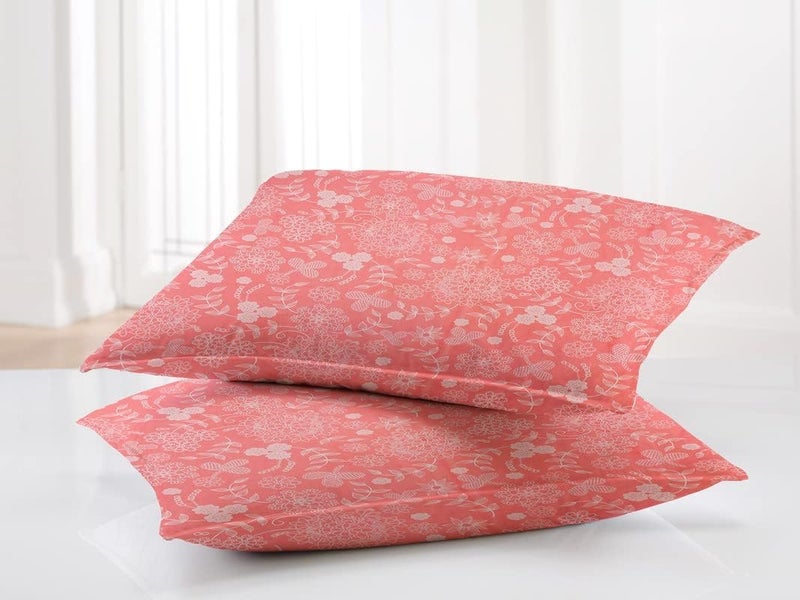 BSB مجموعة ملاءات سرير مزدوج مسطحة من BSB HOME 100% قطن مع 2 غطاء وسادة بحجم كينغ | سرير مزدوج قابل للتنفس | خالي من التجاعيد | فائقة النعومة 180 TC | 90 × 100 بوصة | زهرة وردية - Image 2